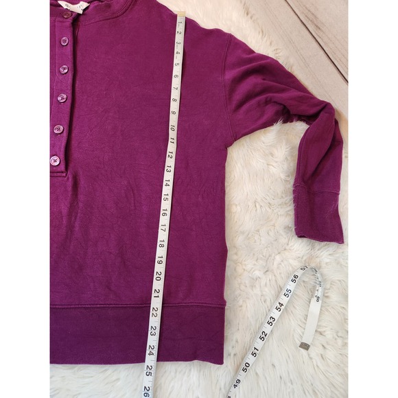 Athleta Women's Purple Solid Stretch Exotic Fuchsia Henley Sweatshirt Size Large - Picture 6 of 6